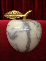 Marble Apple Paperweight w/ Brass Stem