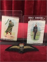 Vintage Military Broach & Silk Cards