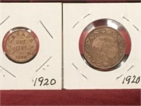 1920 Canada Small & Large Pennies
