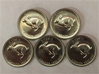 5 - 1967 Uncirculated Canada 5¢ Coins