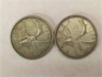 2 - 1960 Canada 25¢ Silver Coins