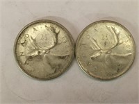 2 - 1963 Canada 25¢ Silver Coins