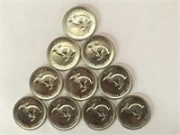 10 - 1967 Uncirculated Canada 5¢ Coins