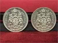 2 - 1969 Canada 50¢ Coins
