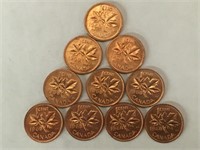 10 - 1968 Uncirculated Canada 1¢ Coins