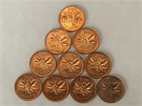 10 - 1969 Uncirculated Canada 1¢ Coins