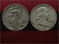 1941 & 1951 US 50¢ Coins