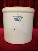 2 Gal Vintage Crown Stoneware Crock