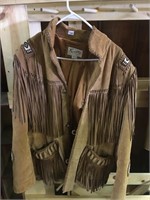 leather jacket with fringe/beads size 42