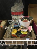 pins, keys, canister of match books/boxes