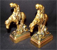 Pair Of Figural Brass Bookends, End Of Trail