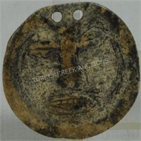 EXTREMELY RARE CULT "DEATH MASK" GORGET CARVED IN