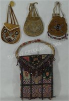 LOT OF 4 (3?) TO INCLUDE BEADED BAG, SMALL,