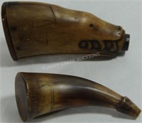 LOT OF 2 ITEMS TO INCLUDE INDIAN CARVED HORN