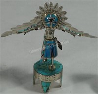"EAGLE" STERLING SILVER AND TURQUOISE KACHINA BY