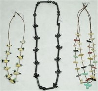 LOT OF 3 FETISH NECKLACES ONE NAVAJO-MADE DUCK