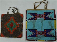 LOT OF 2 BEADED BAGS TO INCLUDE A HIDE BAG BEADED