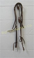 Leather 1 Ear Headstall w/ Chain Chin Strap