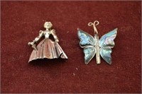 (2) Sterling Brooches