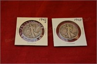 (2) Walking Liberty Half Dollars - 1924s, 1945
