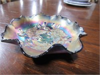 Carnival Glass Dish with Fluted Edge