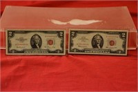 (2) Nice 1953 $2 Red Seal Notes