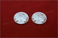 (2) Troy oz. Buffalo/Indian Silver Rounds