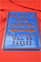 Bear's Fan Parking Metal Sign