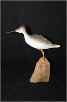 Yellow Leg Carved Shore bird By Roy White
