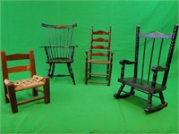 Vintage Style Doll Chairs - 4 items