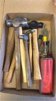 Box of ball peen hammer's and nut drivers