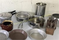 Lot of Pots and Pans, Knife Set and Misc.