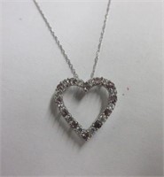 Sterling Silver Cubic Zirconia Heart Shaped Neckla