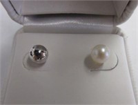 Ladies Sterling Silver Reversible Pearl Earrings