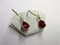 Lovely 14kt Yellow Gold Ruby and Sapphire Earrings