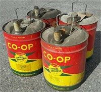 (4) Vintage Co-Op 5 Gal. Oil Cans