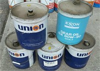 (5) Vintage Union & Exxon 5 Gal. Oil Cans