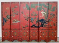 Vintage 6 Panel Ornate Asian Dividing Screen