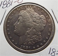1881-O Morgan silver dollar.