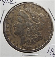 1902 Morgan silver dollar.