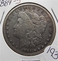 1884-S Morgan silver dollar.