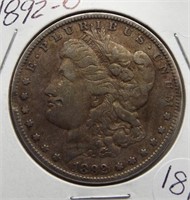 1892-O Morgan silver dollar.