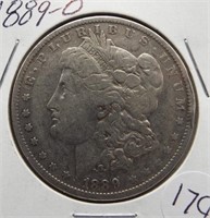 1889-O Morgan silver dollar.