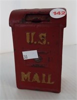 Vintage cast iron US Mail bank. Measures 4.5"
