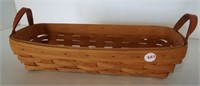 Longaberger basket with leather handles. Measures