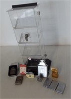 Zippo display case with key and (10) Various