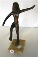 Metal walking Egyptian statue. Measures 8" tall.