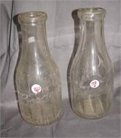 (2) One quart vintage Bordon's glass dairy