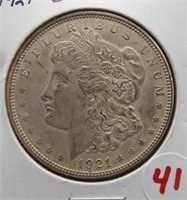 1921-D Morgan silver dollar.