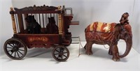 Wood and resin? circus wagon with two caged